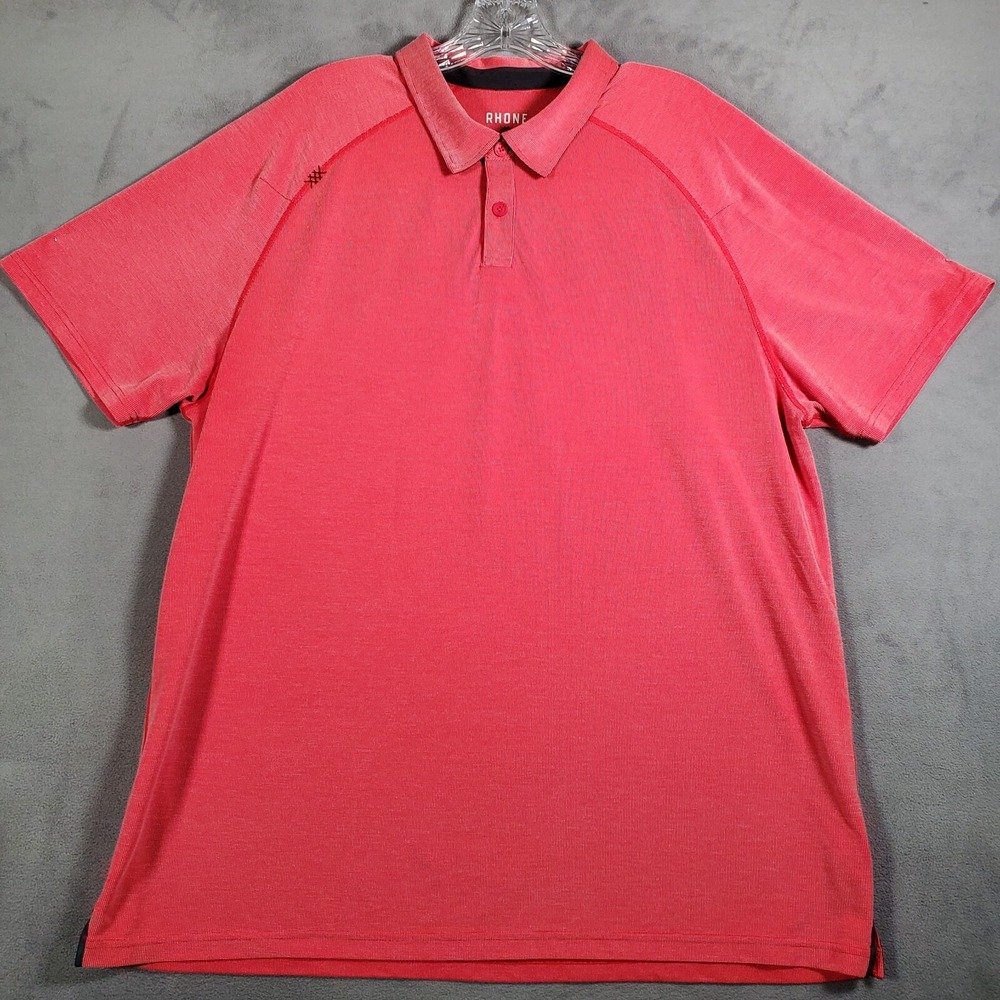 Rhone Polo Shirt Mens XXL Pink Performance Golf Stretch Casual Logo Preppy Tech